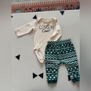 Carter’s|Baby gender neutral cute outfit,green star joggers & cousin crew onesie